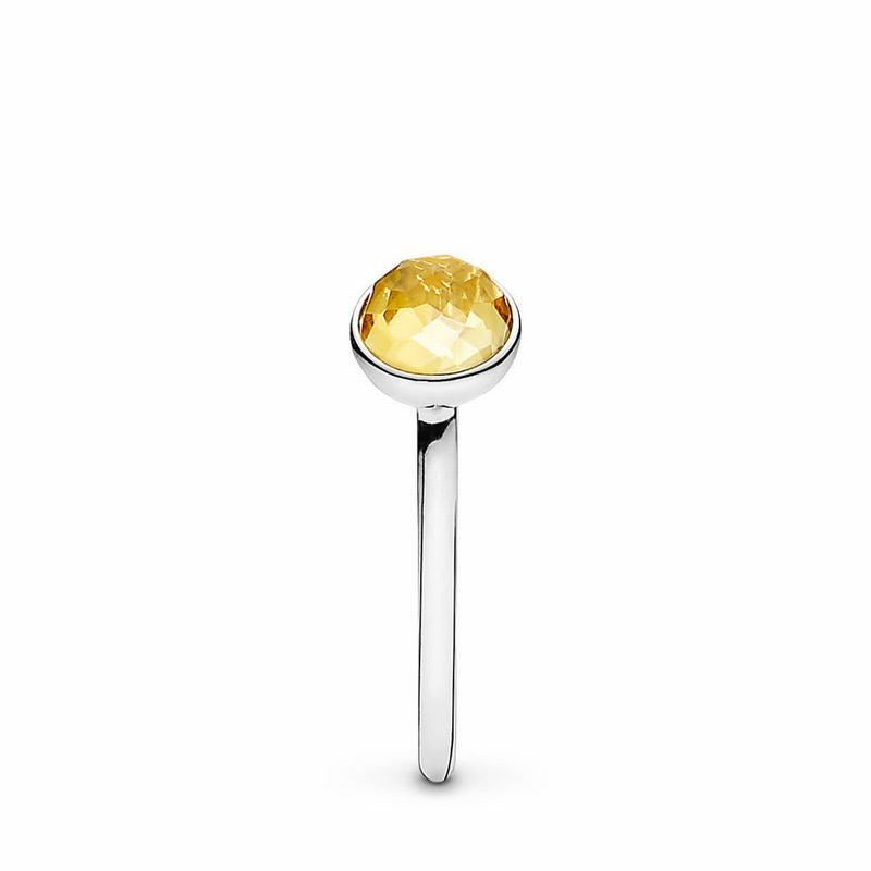 Pandora November Droplet Ring Ireland - Sterling Silver/Yellow/Citrine - 862309NDA